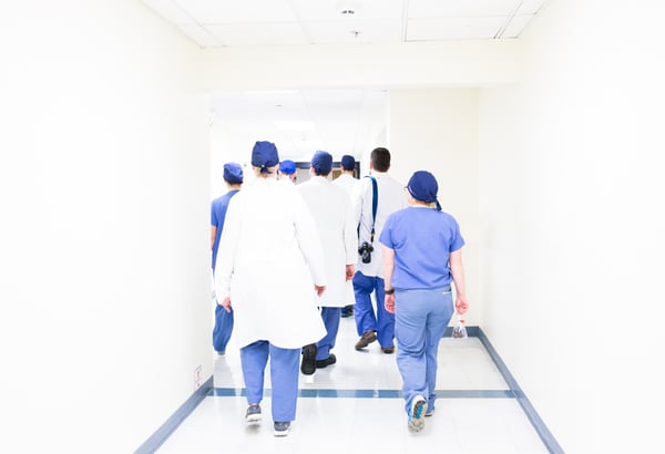 Doctors and nurses walking 